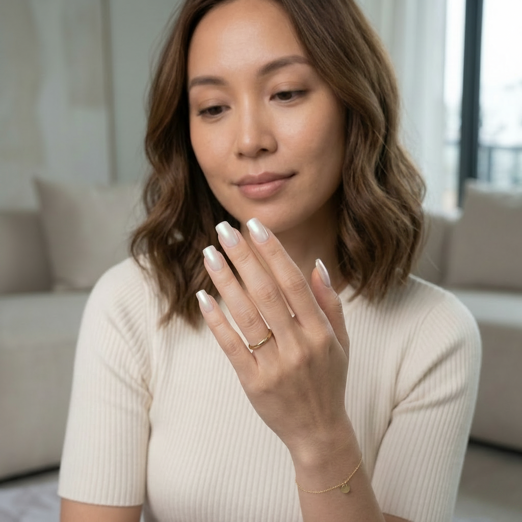 Pearl White Press-On Nails Set