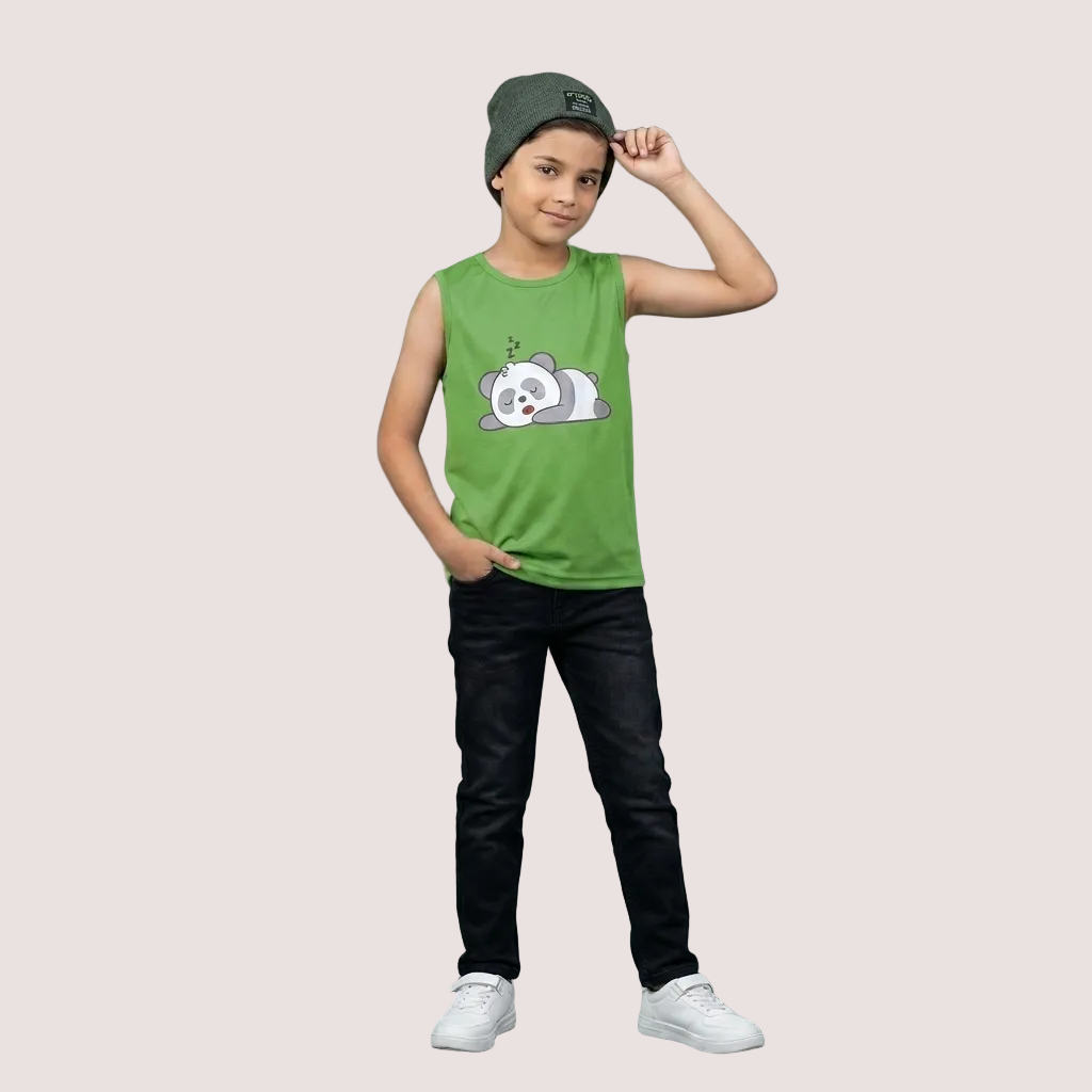 Green Panda Sleeveless Tee