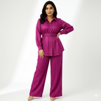 Belted tunic and wide-leg pants