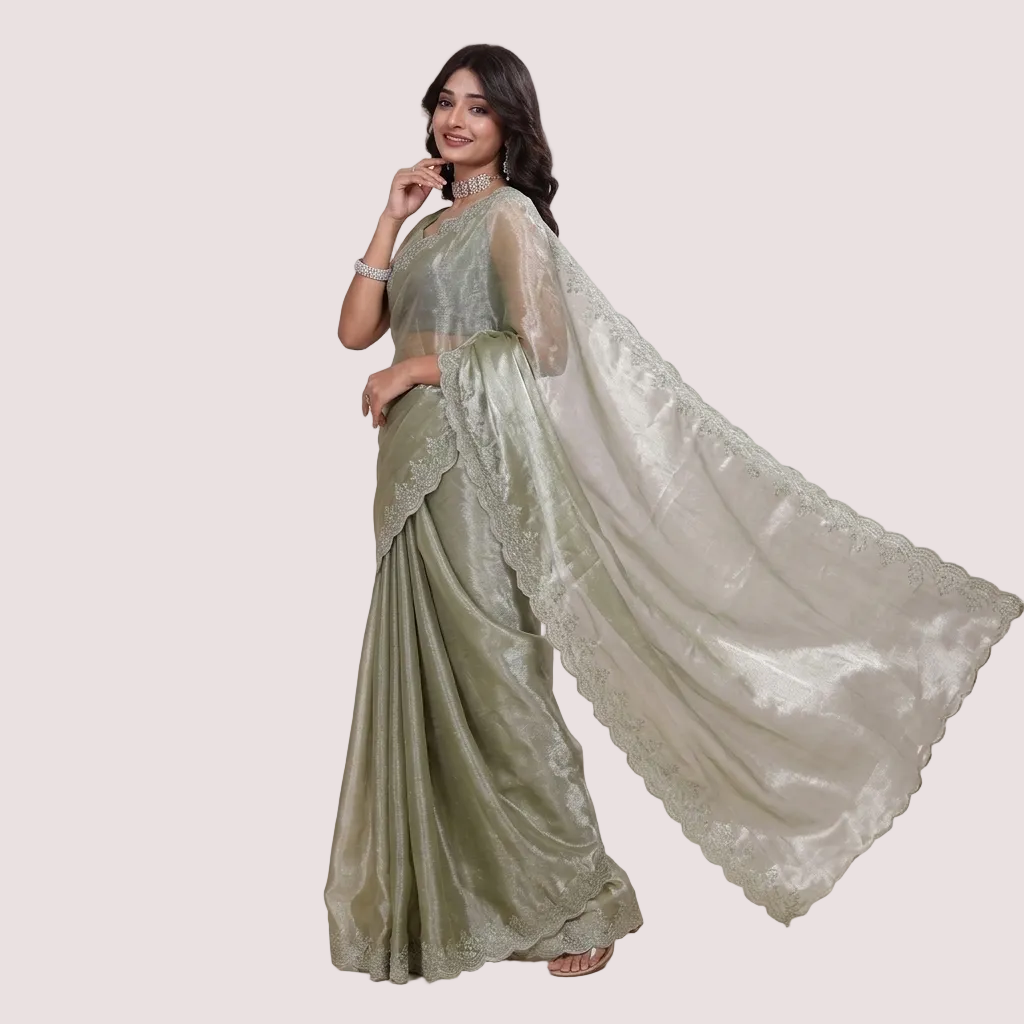 Sage Green Embellished Saree