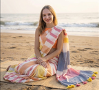 Multicolor Striped Linen Saree