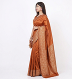 Brown Soft Lichi Silk Saree