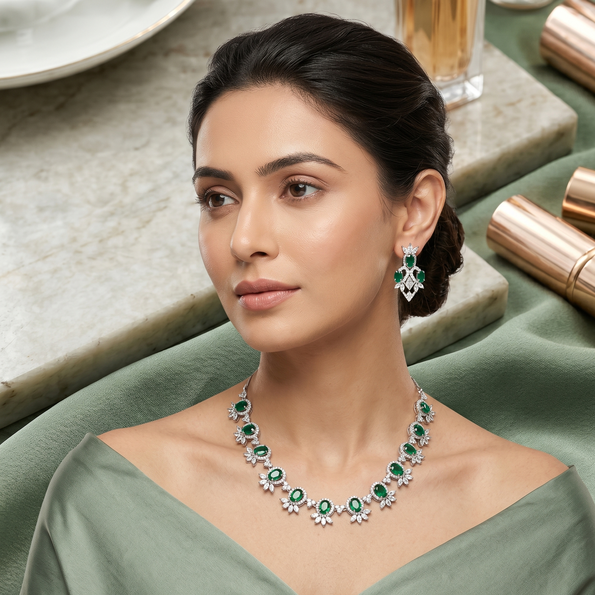 Aurora Green Necklace Set