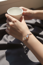 Silver Butterfly Rose Quartz Bracelet