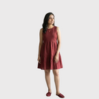 Maroon Sleeveless Tiered Dress