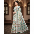 Green Linen Cotton Saree