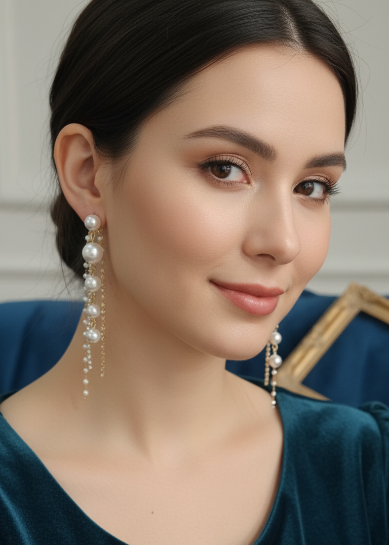 Pearl Crystal Dangle Earrings