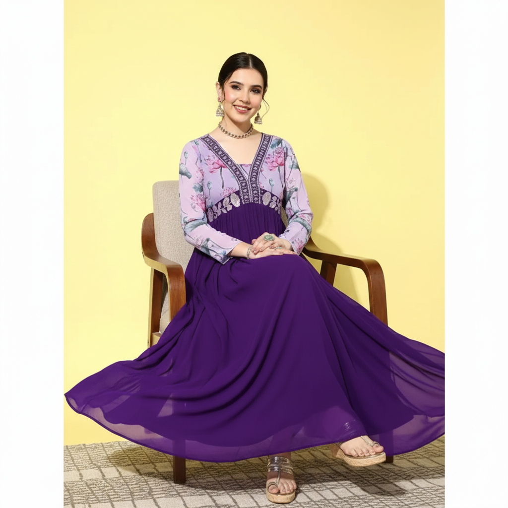 Purple Georgette Kurti