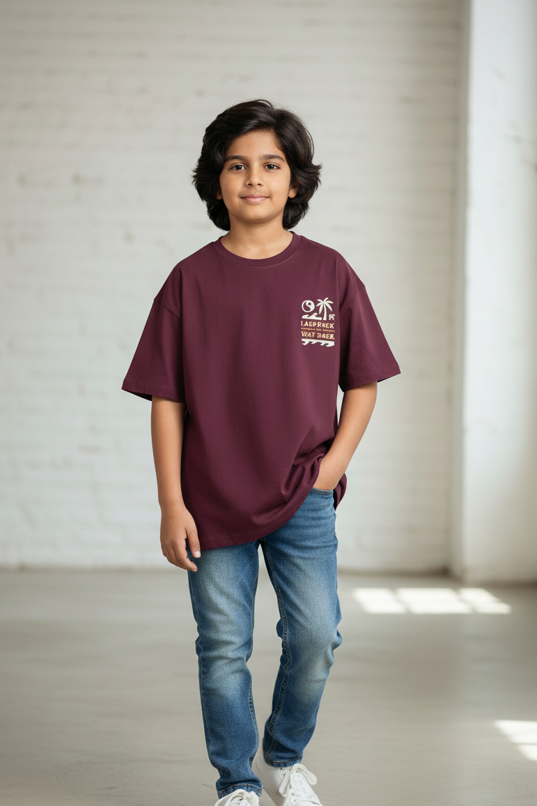 Oversize Fit Maroon T-Shirt