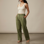Olive green wide-leg Trousers