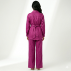 Belted tunic and wide-leg pants