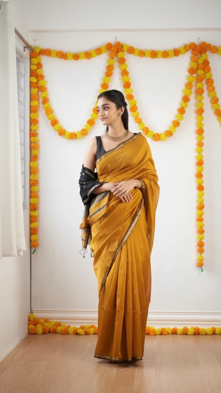 Yellow Cotton Saree