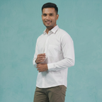 White Cotton Solid Formal Shirt