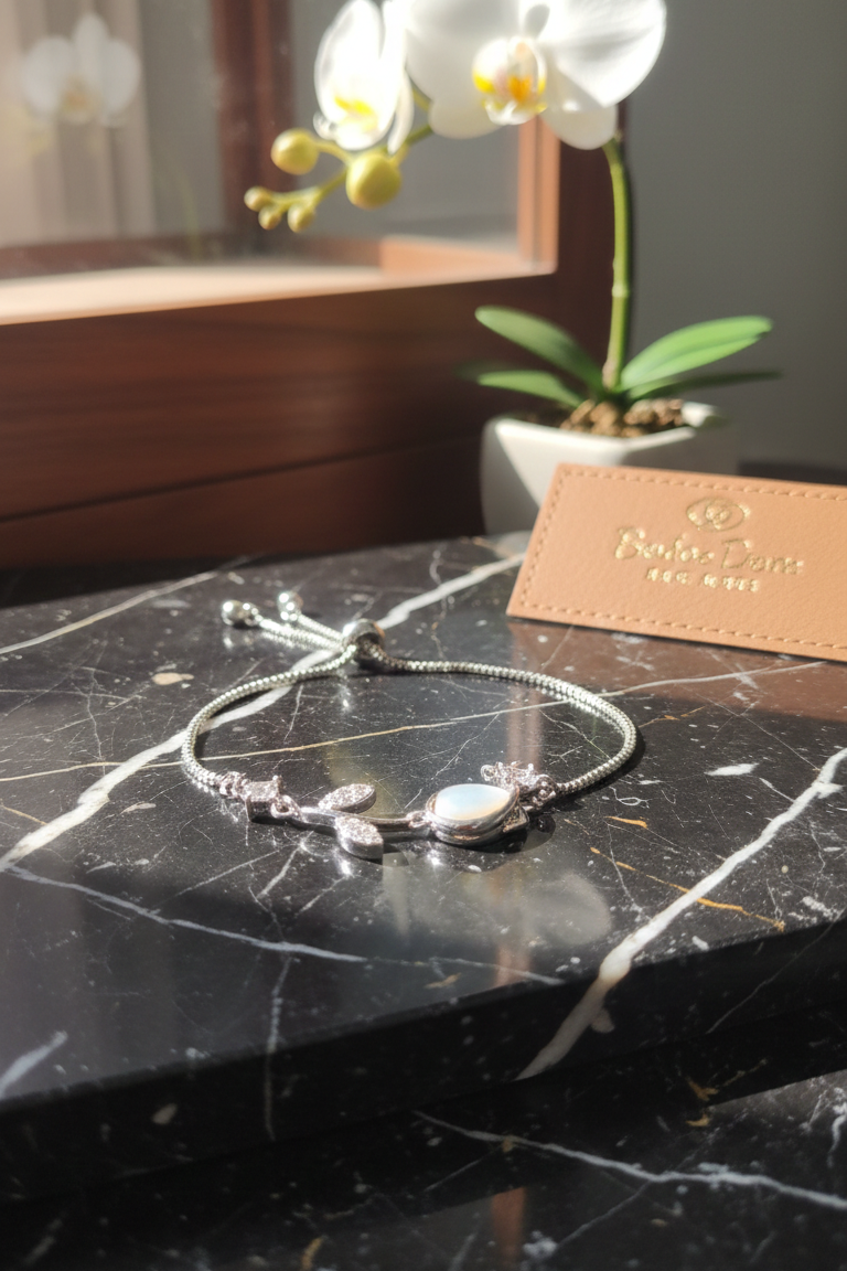 Silver Butterfly Rose Quartz Bracelet