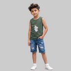 Dark Green Elephant Sleeveless Tee