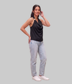 Black Cowl Neck Halter Top