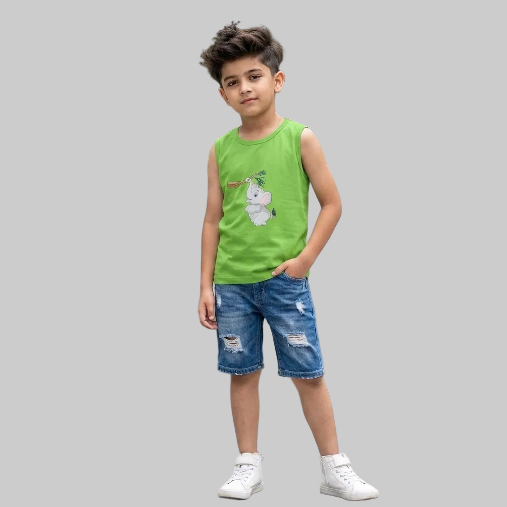 Green Elephant Sleeveless Tee