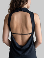 Black Cowl Neck Halter Top
