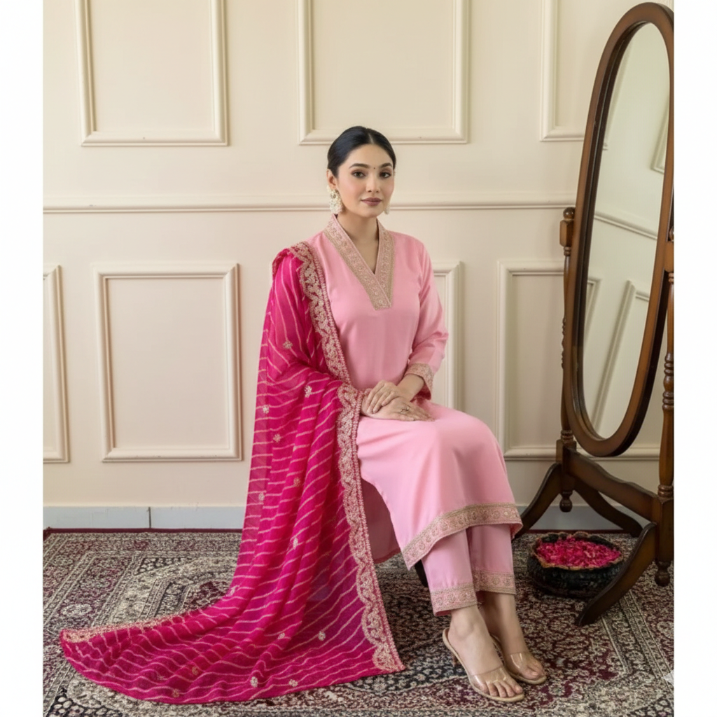 Pink Festive Salwar Kameez