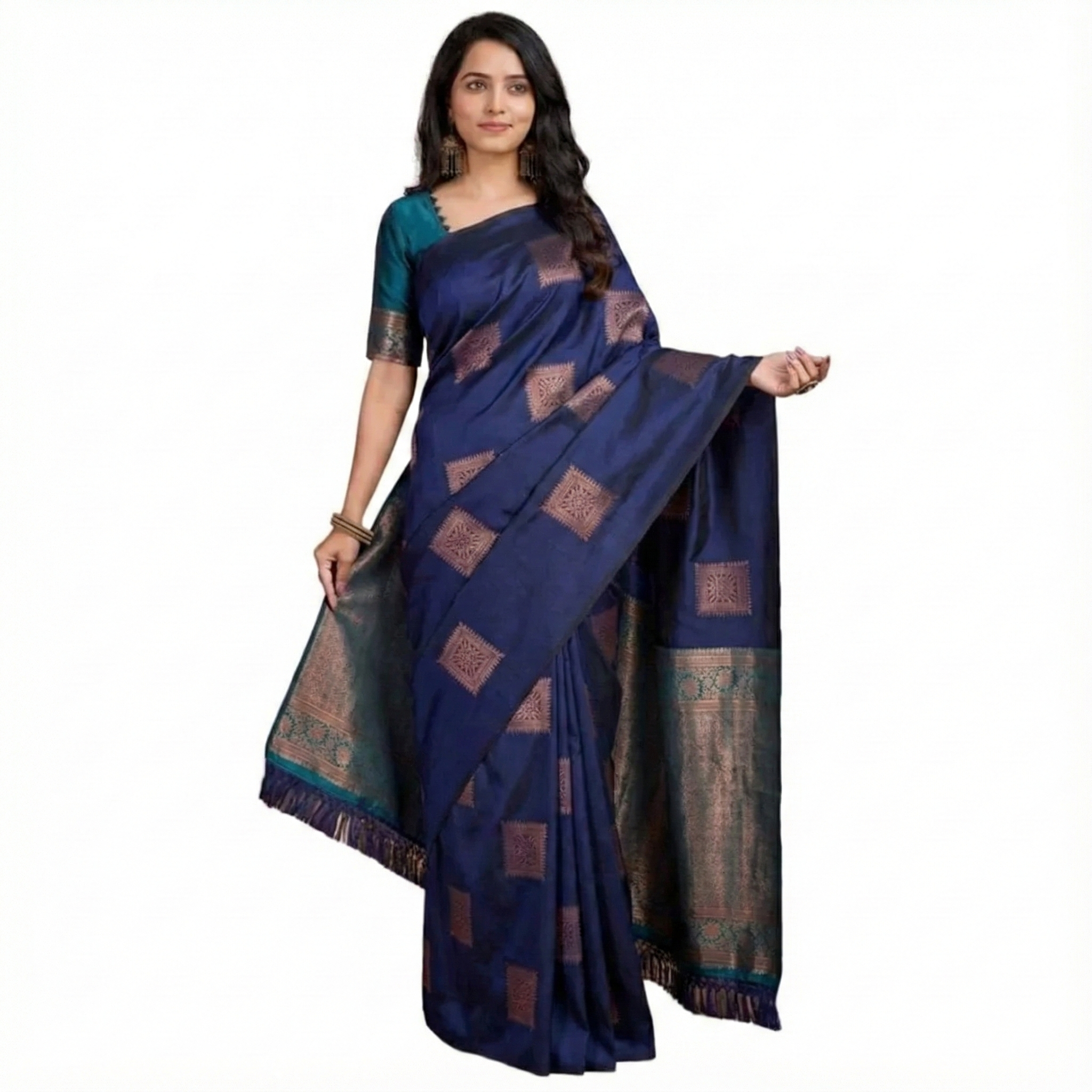 Women's Navy Silk Saree