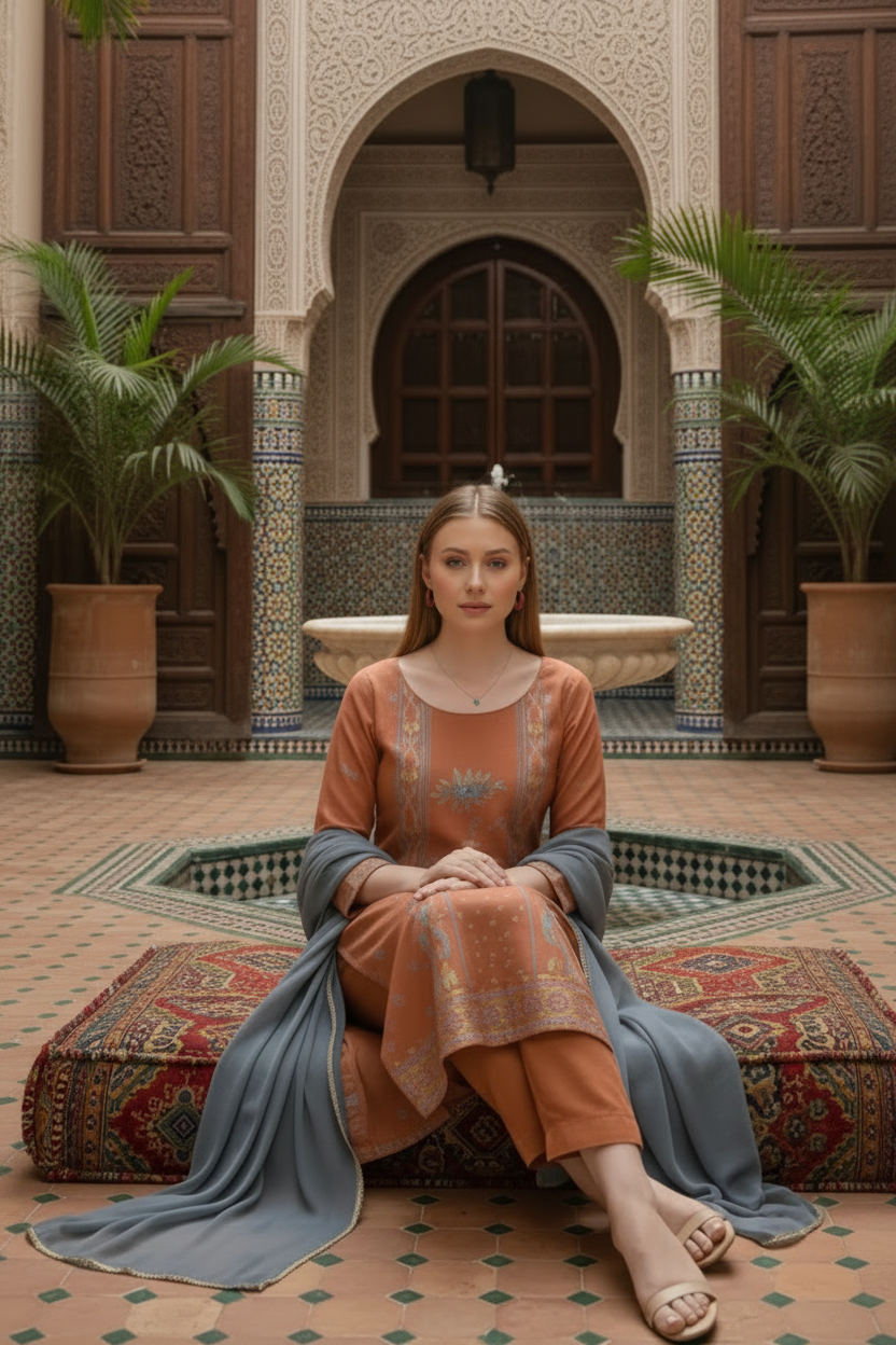 Elegant Peach Kurta Set