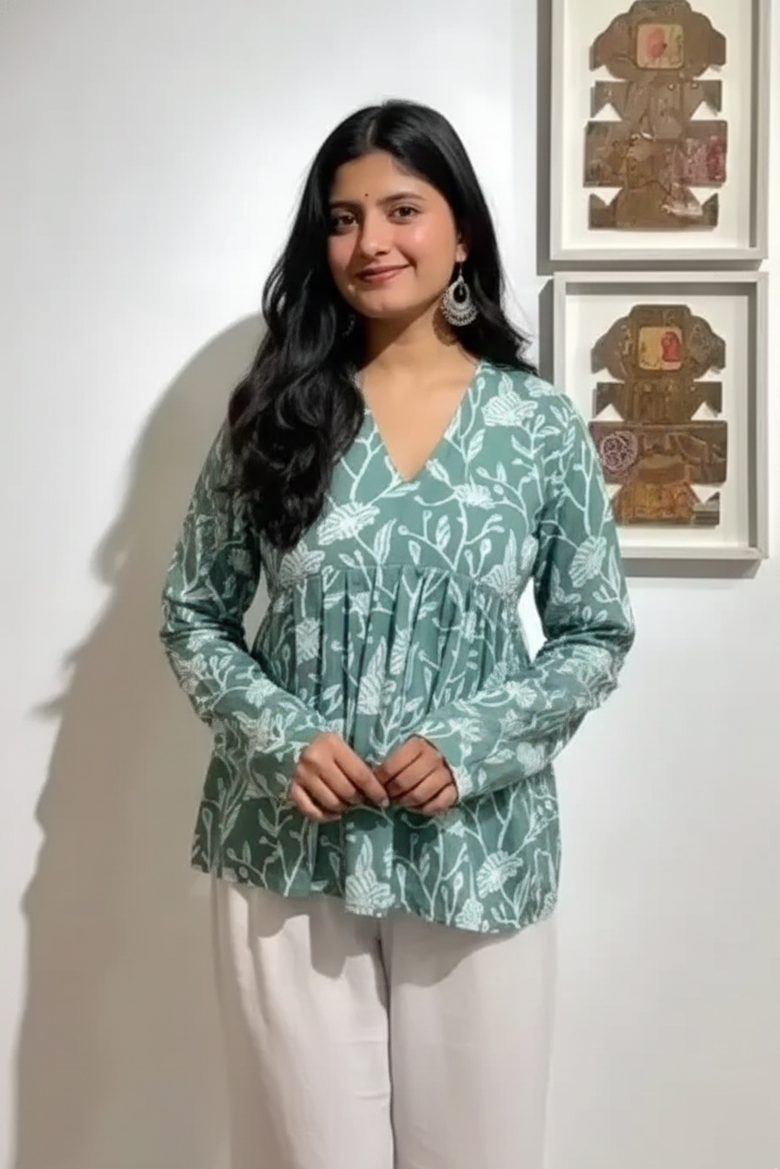 Sage Green Peplum Top