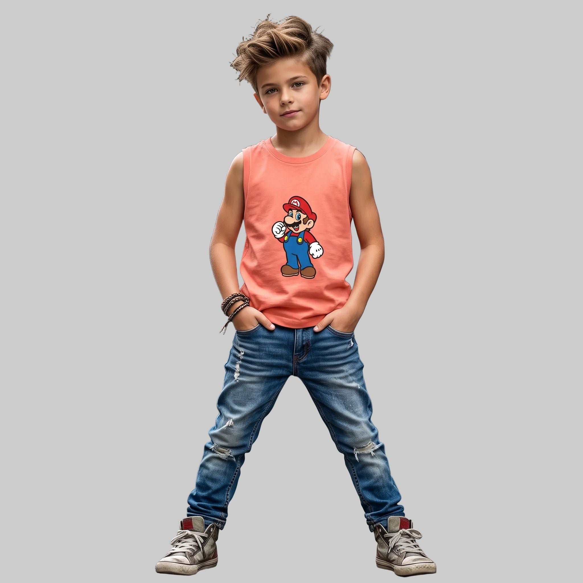 Coral Mario Sleeveless T- shirt