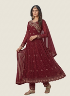 Maroon Crimson Anarkali Suit