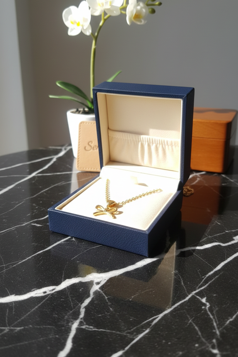 Gold Bow Pendant Necklace