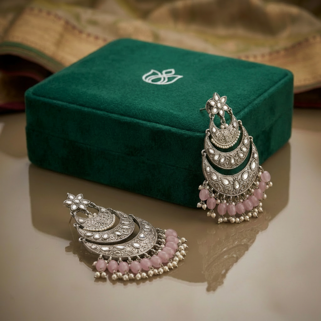 Blush Pink Chandbali Earrings