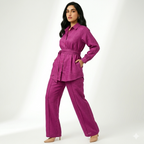 Belted tunic and wide-leg pants