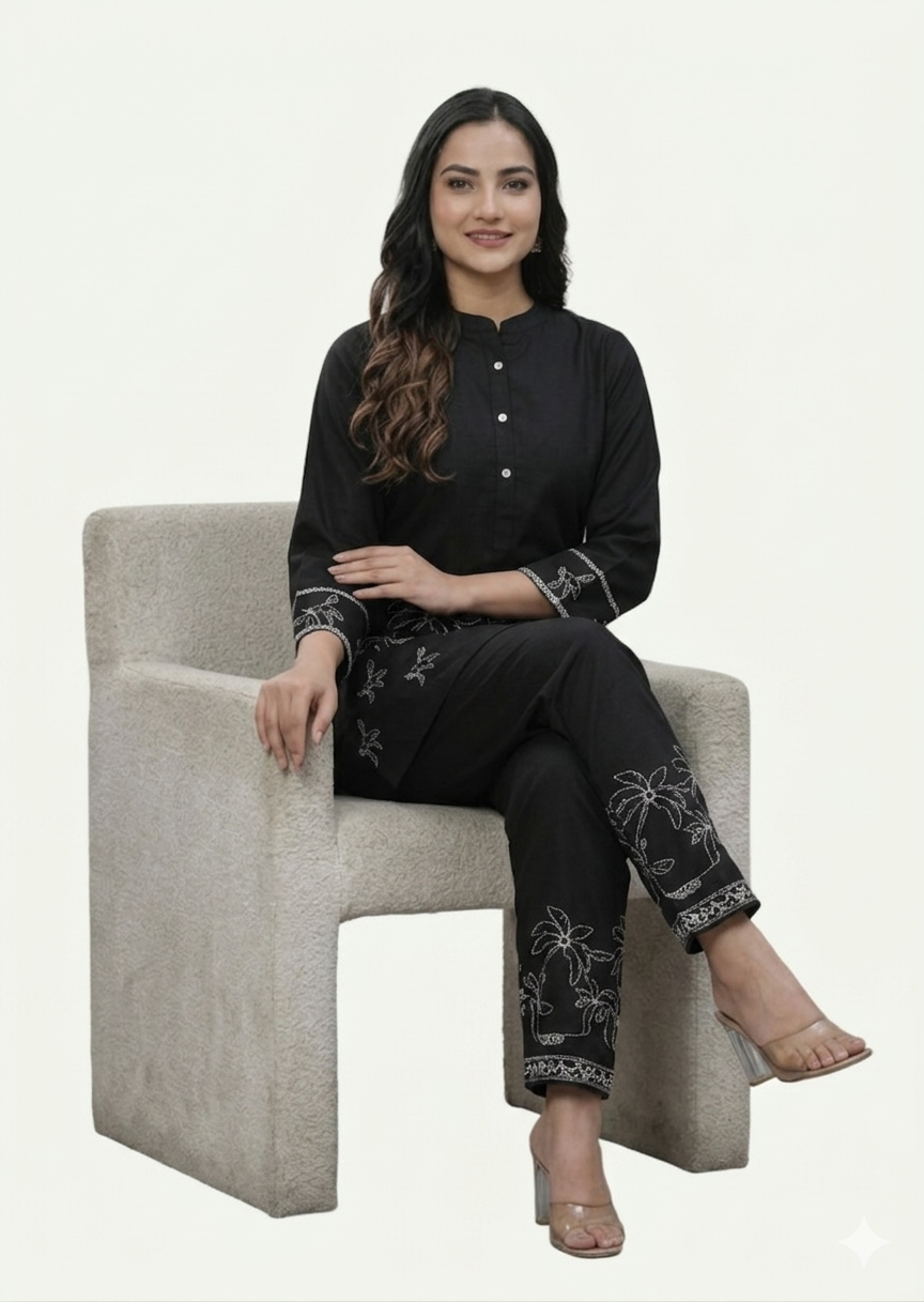 Black Tropical Embroidery Set