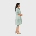 Sea Green Tiered Shirt Dress