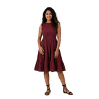 Maroon Tiered Midi Dress