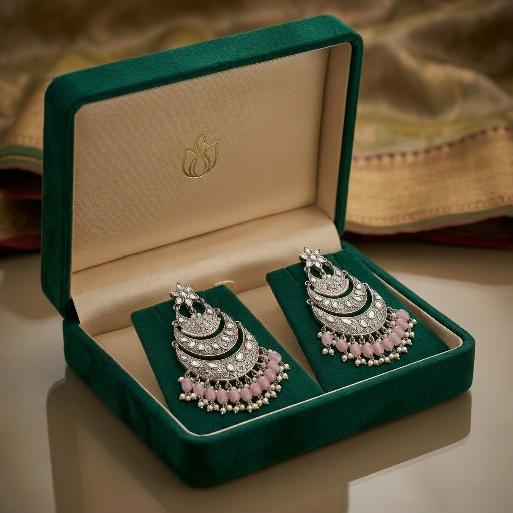 Blush Pink Chandbali Earrings