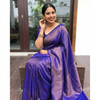 Purple Elegance Litchi Silk Saree