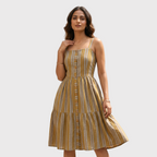 Mustard Stripe Tiered Dress