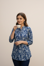 Indigo Floral Tunic Top