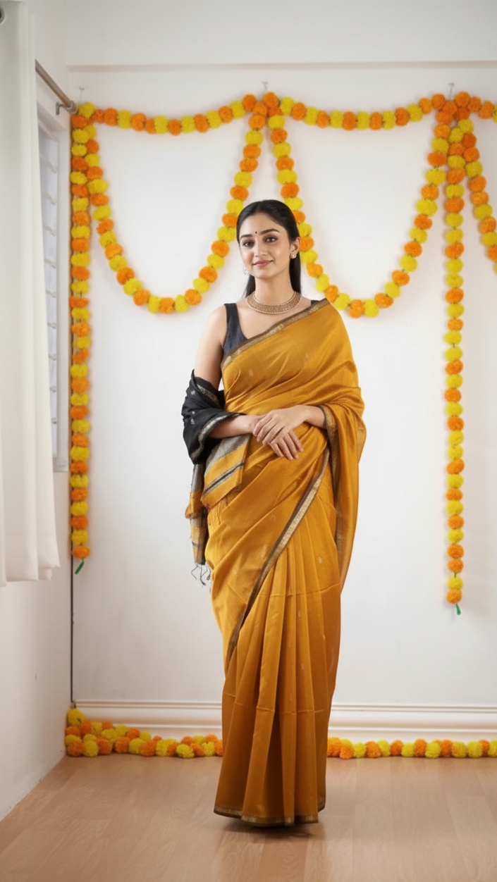 Yellow Cotton Saree