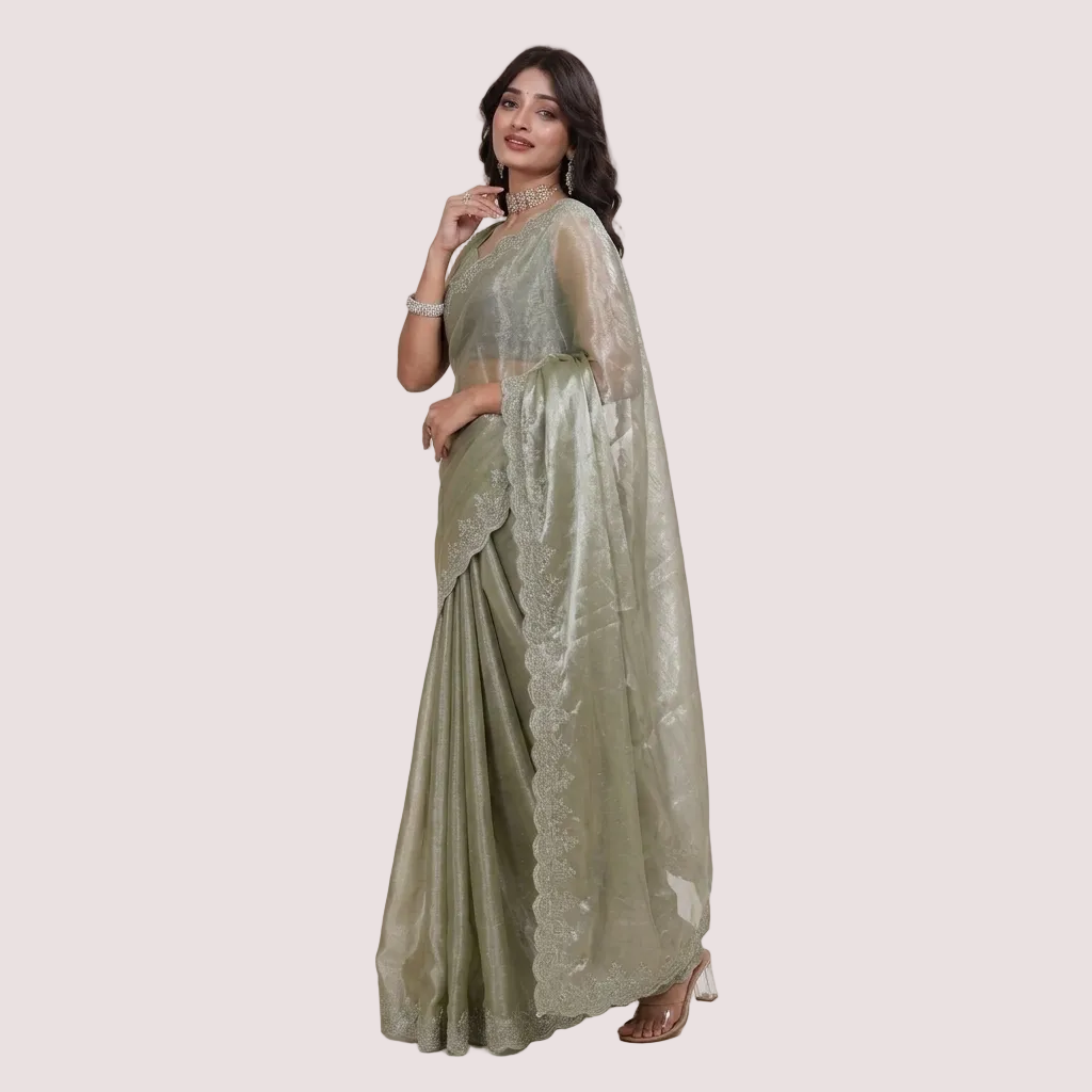 Sage Green Embellished Saree