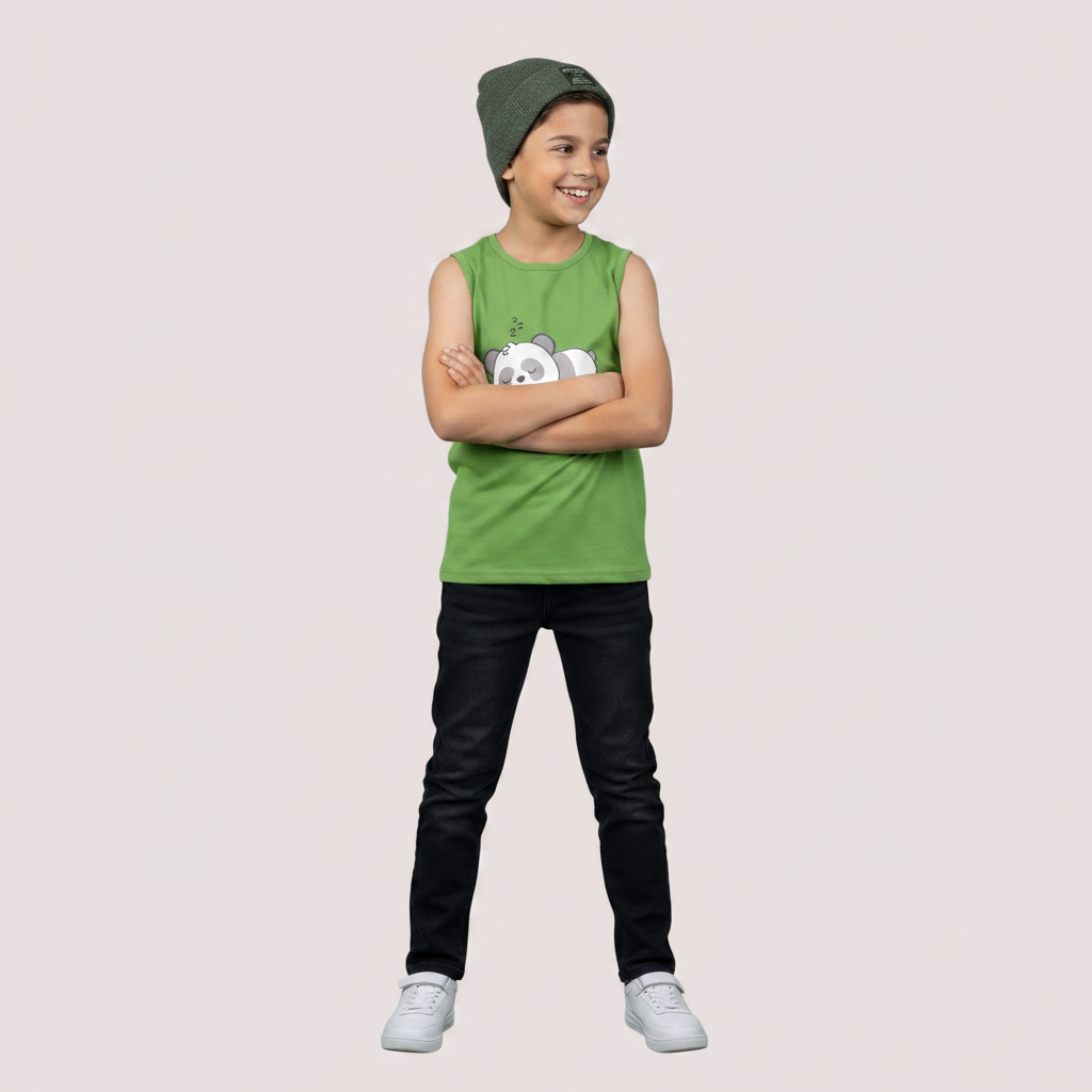Green Panda Sleeveless Tee