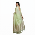 Light Green Tissue Checks Saree