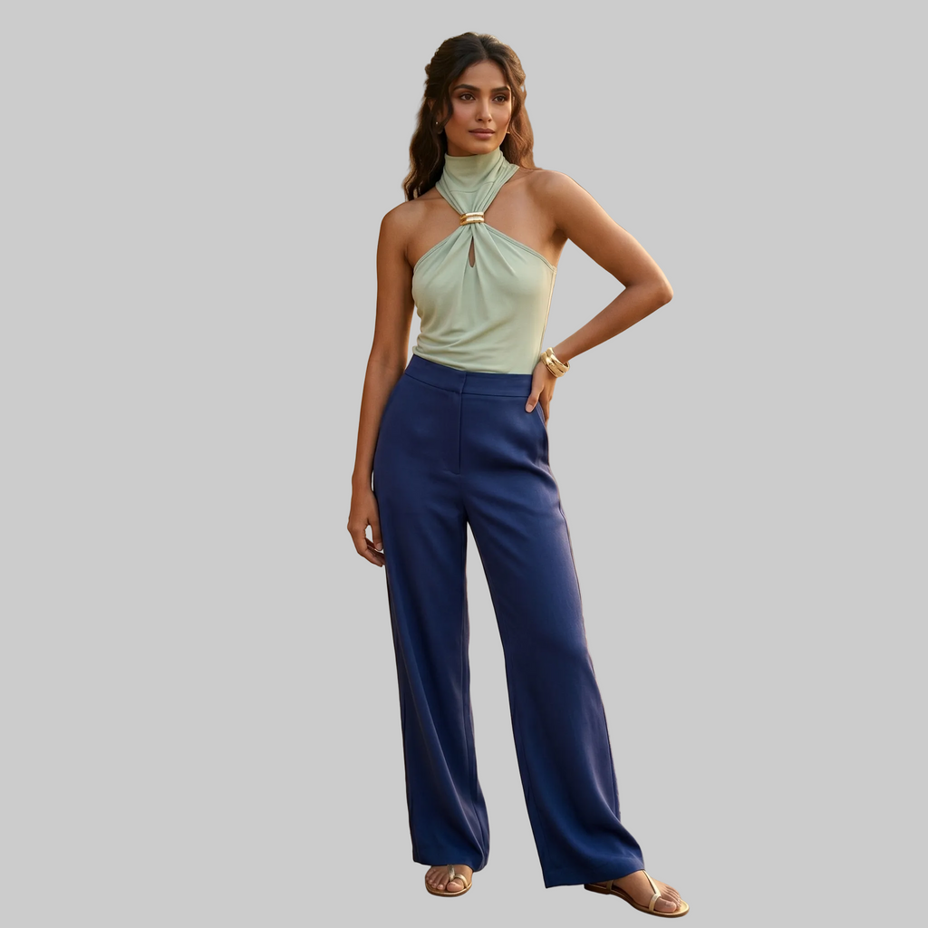 Green High-Neck Halter Top