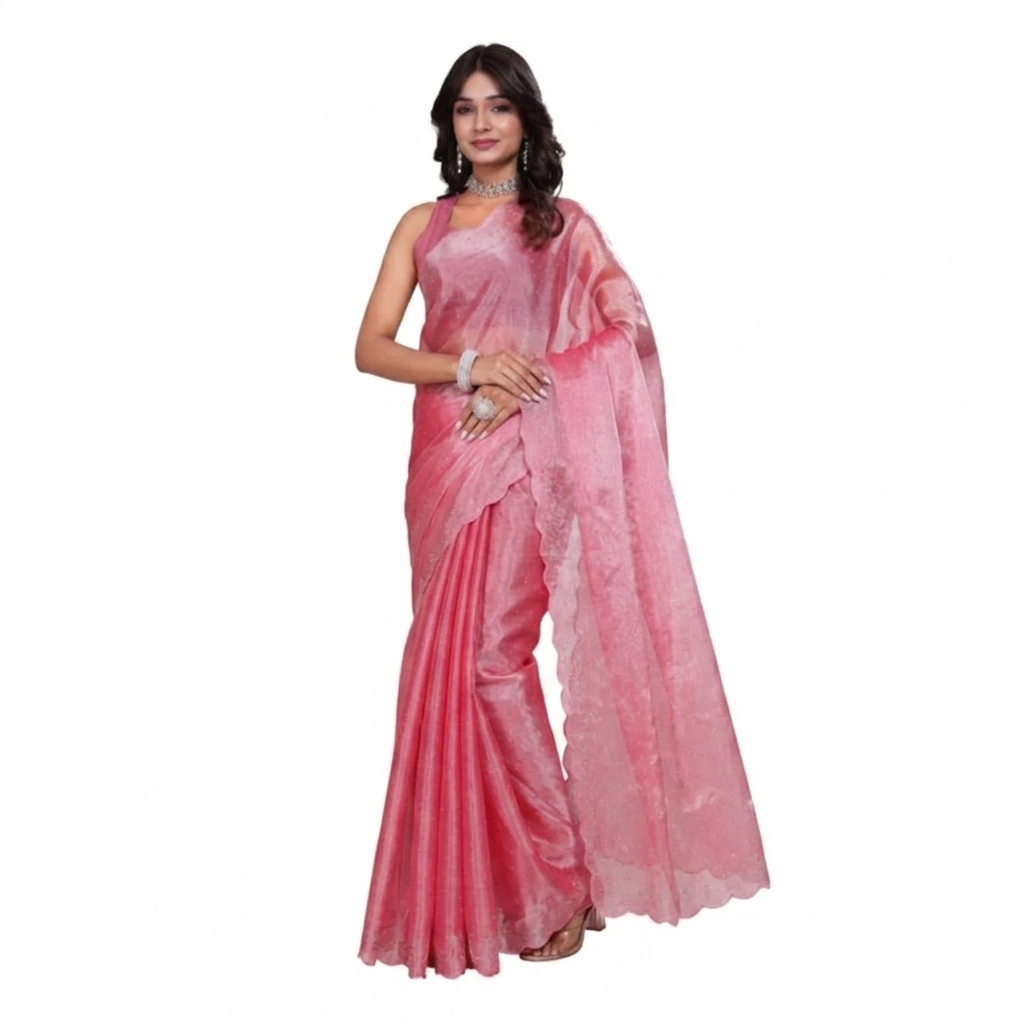 Pink Embellished Saree