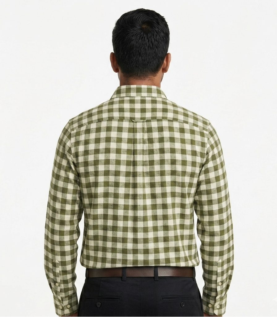 Men's Green Cotton Blended Shirt