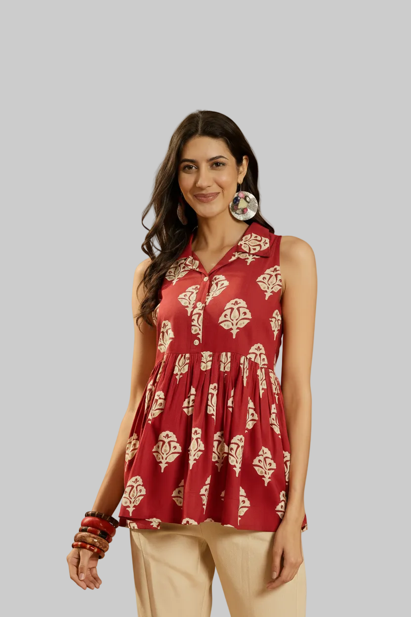 Printed Peplum Tunic