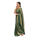 Emerald Charm Litchi Silk Saree