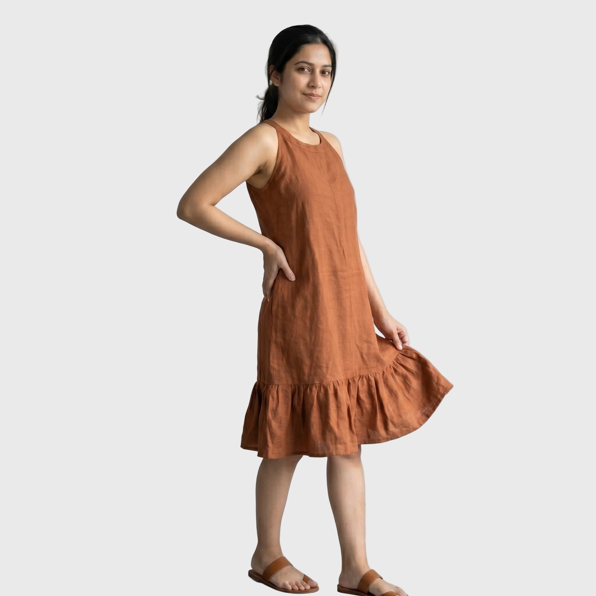 Halter Neck Ruffle Hem Dress