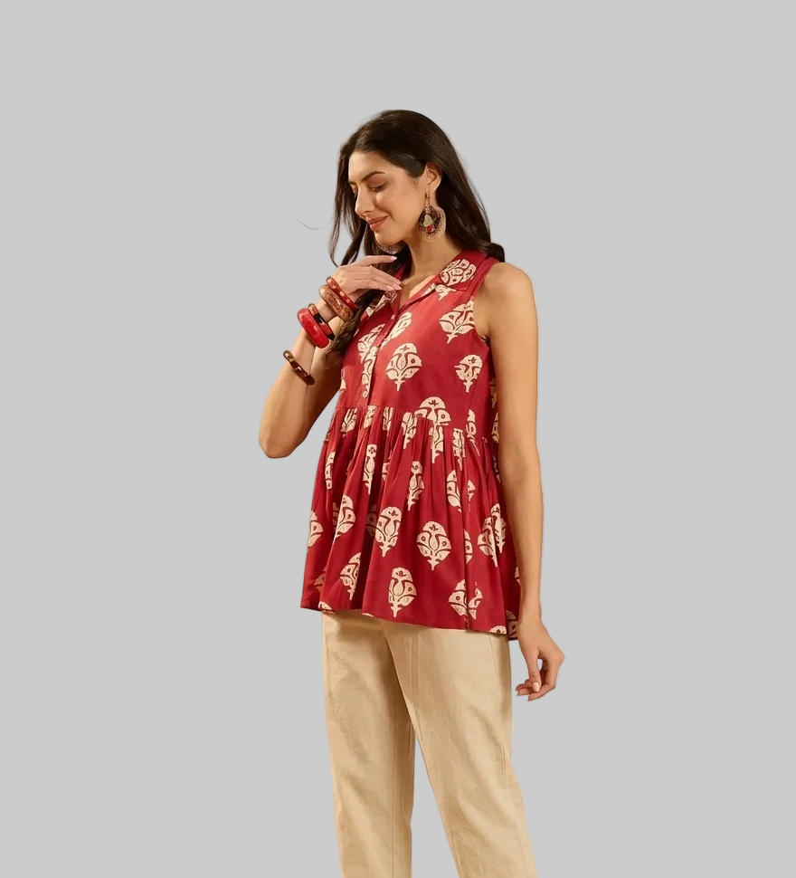 Printed Peplum Tunic