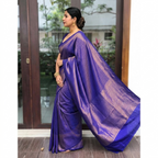 Purple Elegance Litchi Silk Saree